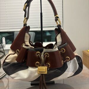 Burberry Brown and Cream Shoulder Bag
